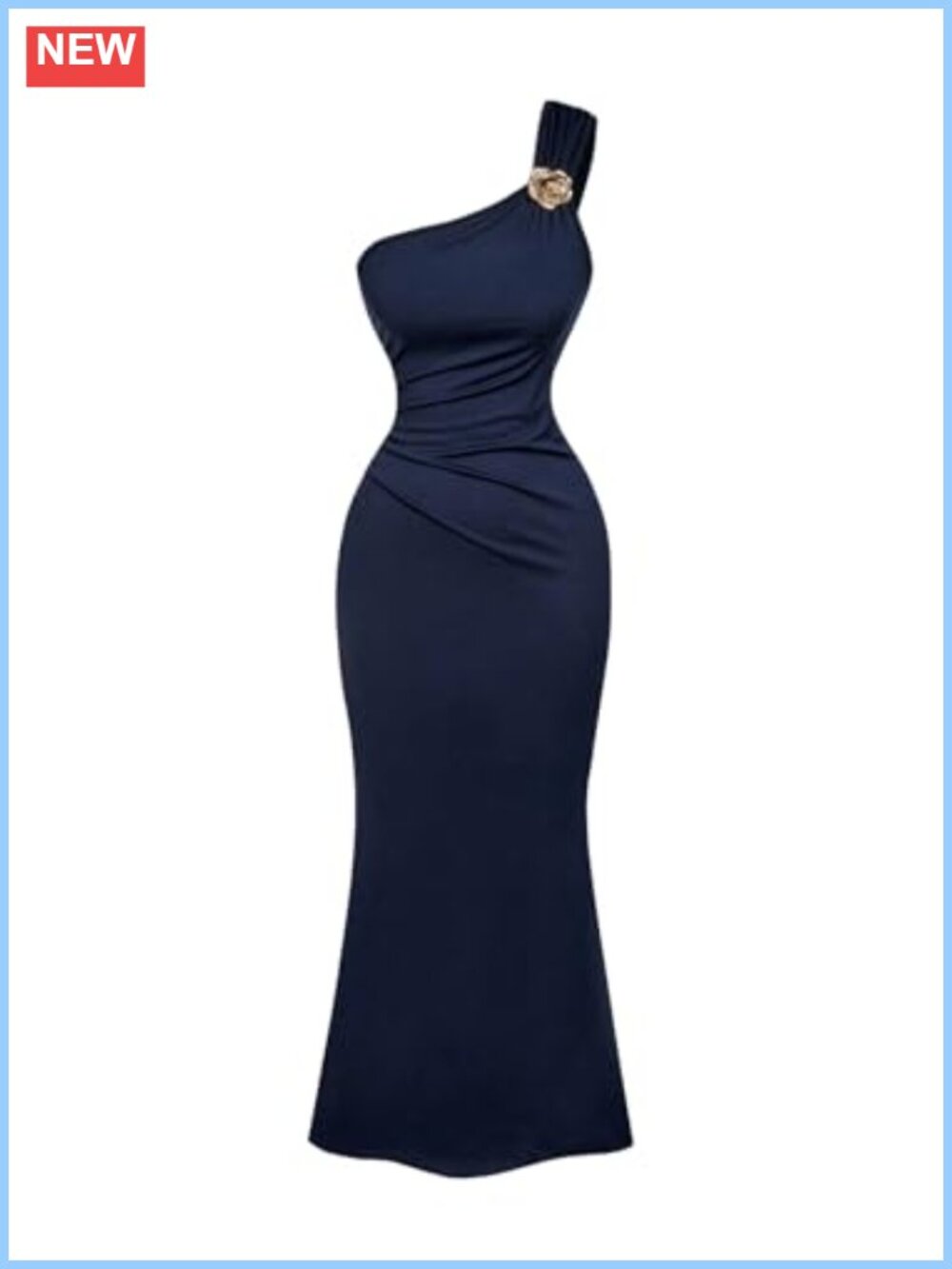Metallic Floral One Shoulder Wedding Guest Dress Formal Elegant